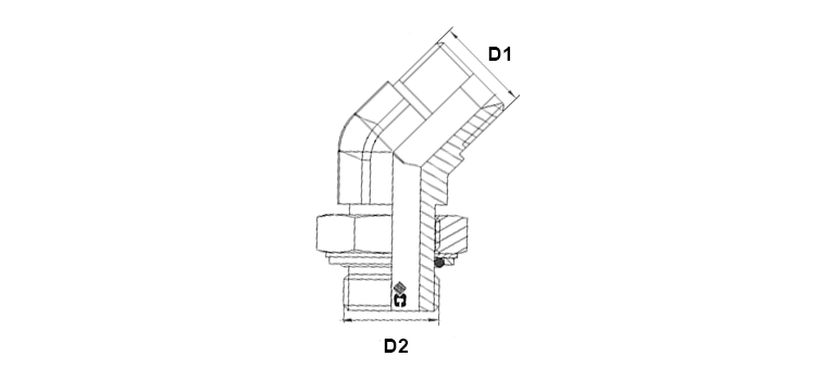 Coude 45° male BSP x male GAZ cylindrique