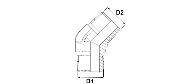 Coude 45° male GAZ conique x male GAZ conique