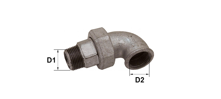 Coude 90° union male x femelle joint conique 