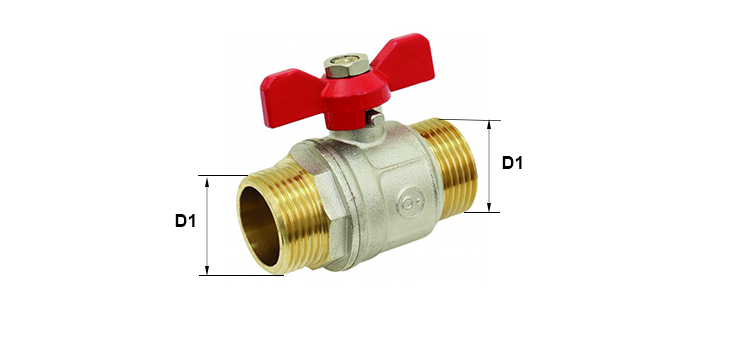 Vanne laiton poignée papillon male x male