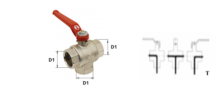 Vanne laiton 3 voies femelle en T