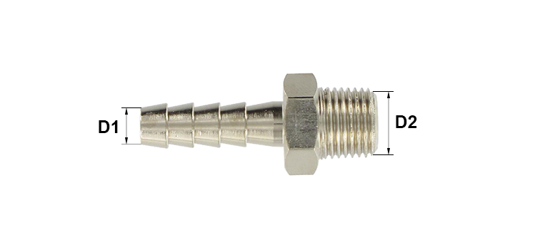 Queue cannelée male gaz conique