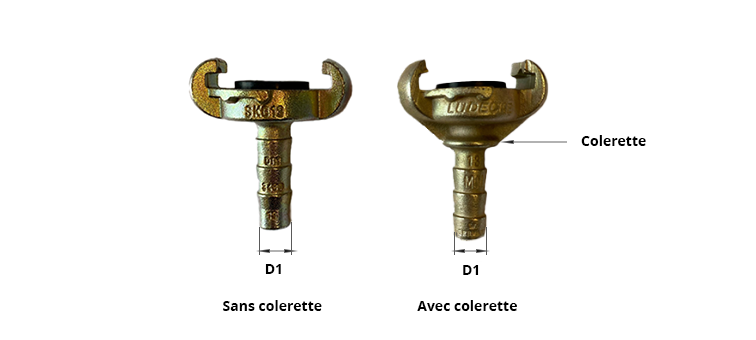 Raccord express fonte queue cannelée