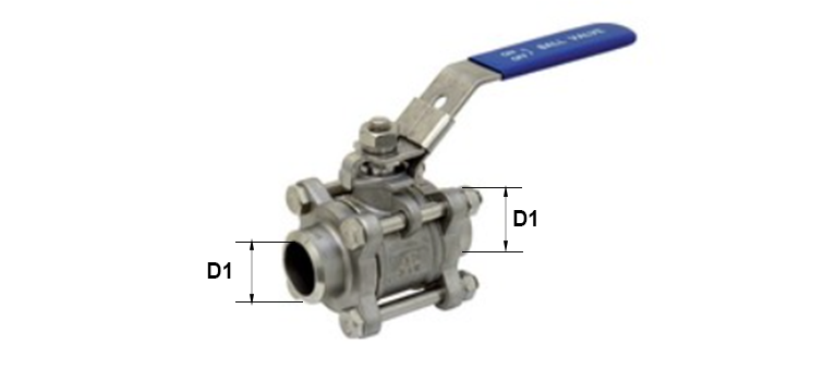 Vanne inox 3 pièces passage intégral BW à souder