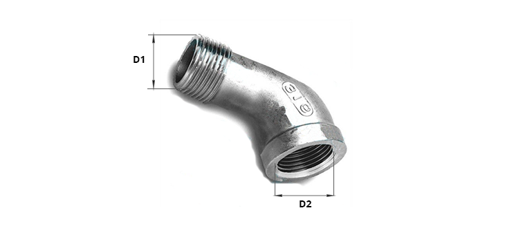 Coude inox 45° mâle x femelle