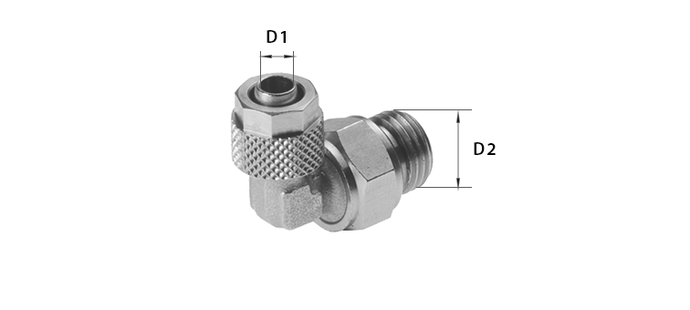 Raccord coudé tournant male cylindrique avec o'ring