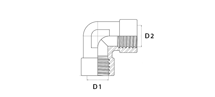 Coude 90º femelle fixe NPT - femelle fixe NPT inox